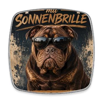 Bulldogge mit Sonnenbrille - Viereckiger Kühlschrankmagnet - Weiß - Vorne