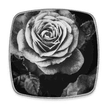 Gros plan rose noir et blanc - Magnet carré - blanc - Devant