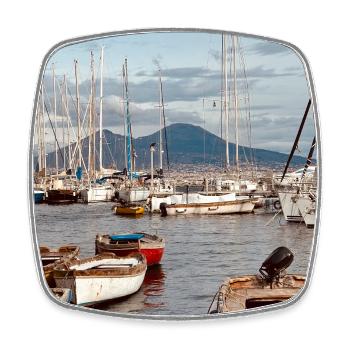 Harbour nautical landscape - Square fridge magnet - white - Front