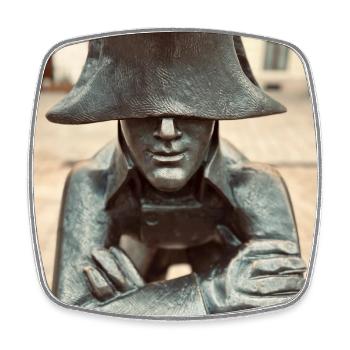 Détective au chapeau en bronze - Magnet carré - blanc - Devant