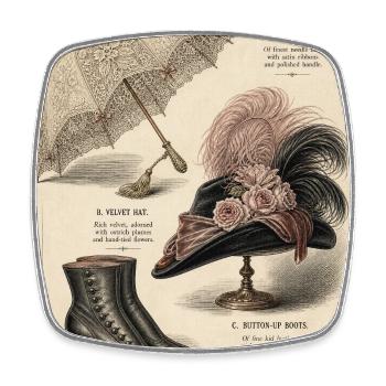 Victorian Parasol and Vintage Accessories - Square fridge magnet - white - Front