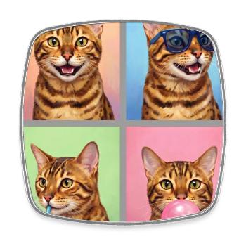 Cats Bengal Cat - Square fridge magnet - white - Front