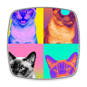 Chats Chat de Birmanie - Magnet carré - blanc - Devant