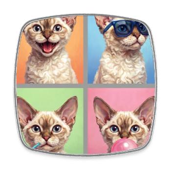 Katzen Devon Rex Katze - Viereckiger Kühlschrankmagnet - Weiß - Vorne