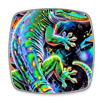 Gecko - Viereckiger Kühlschrankmagnet - Weiß - Vorne