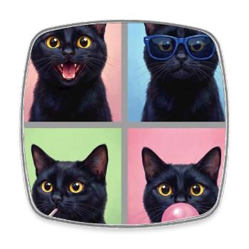 Katzen schwarze Katze - Viereckiger Kühlschrankmagnet - Weiß - Vorne