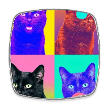 Katzen schwarze Katze - Viereckiger Kühlschrankmagnet - Weiß - Vorne