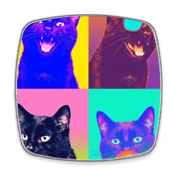 Katzen schwarze Katze - Viereckiger Kühlschrankmagnet - Weiß - Vorne