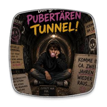 Pubertät Tunnel Satire - Viereckiger Kühlschrankmagnet - Weiß - Vorne