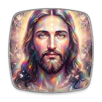 Jesus Christus Ich segne Dich - Viereckiger Kühlschrankmagnet - Weiß - Vorne