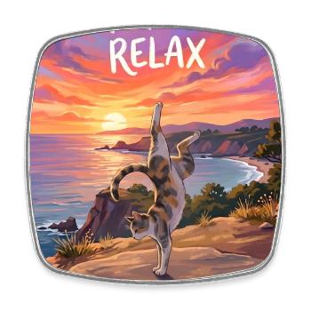 Time to Relax - Yoga Cat - Viereckiger Kühlschrankmagnet - Weiß - Vorne