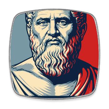 Portrait de Platon dans un design rétro - Magnet carré - blanc - Devant