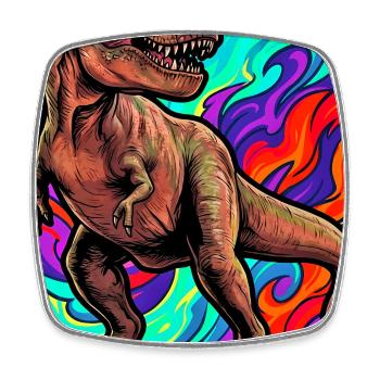 Dinosaurier - Viereckiger Kühlschrankmagnet - Weiß - Vorne