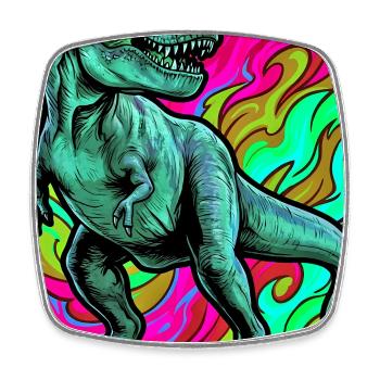 Dinosaurier - Viereckiger Kühlschrankmagnet - Weiß - Vorne