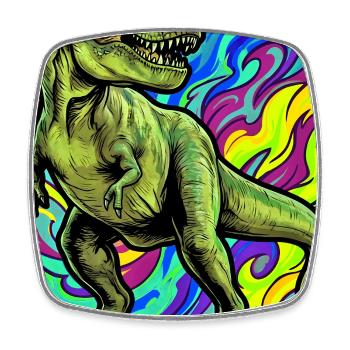 Dinosaurier - Viereckiger Kühlschrankmagnet - Weiß - Vorne