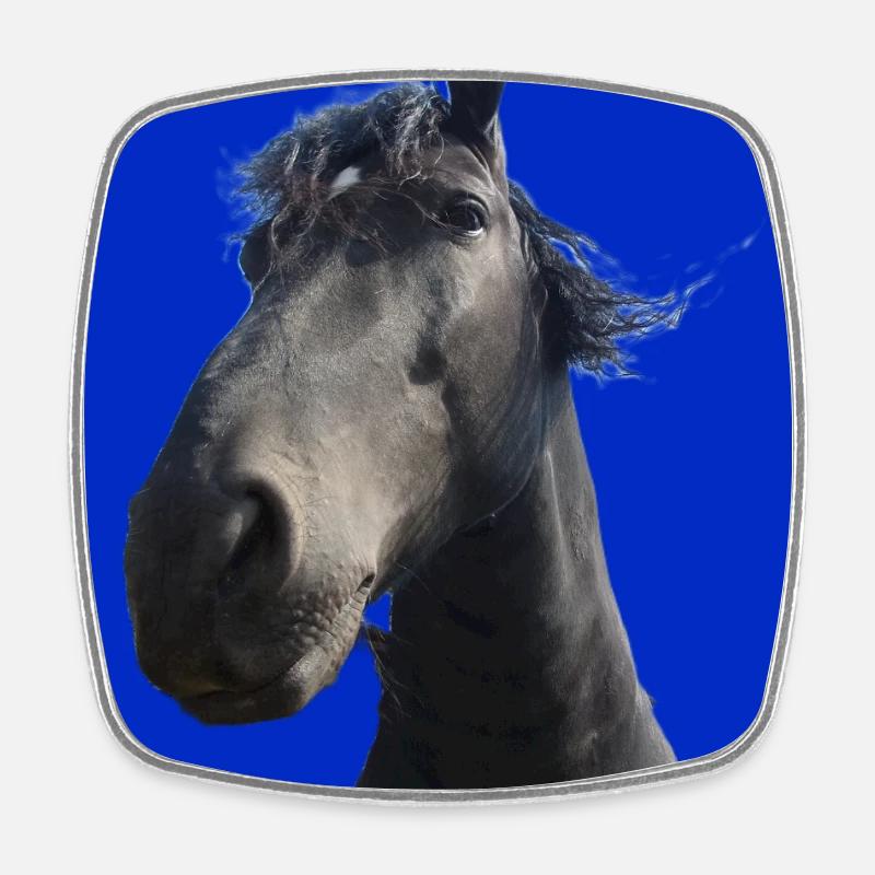 Ciel bleu et cheval - Magnet carré - blanc