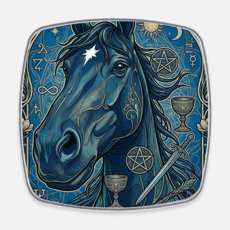 Le cheval, le magicien - Magnet carré - blanc