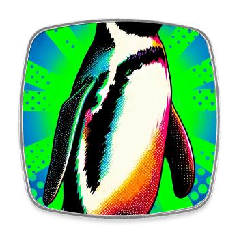 pingouin - Magnet carré - blanc - Devant