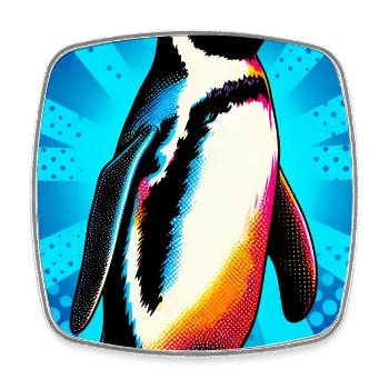 pingouin - Magnet carré - blanc - Devant