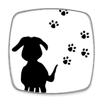 Paw Tracks: Dog Silhouette - Square fridge magnet - white - Front