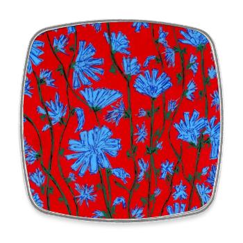 Fleurs de chicorée - Magnet carré - blanc - Devant