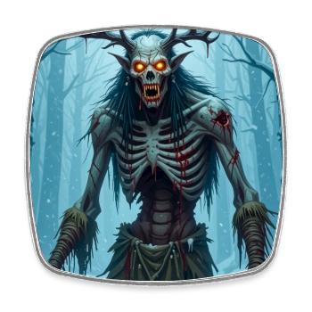 Wendigo, abgemagerter kannibalischer Dämon der Folklore - Viereckiger Kühlschrankmagnet - Weiß - Vorne