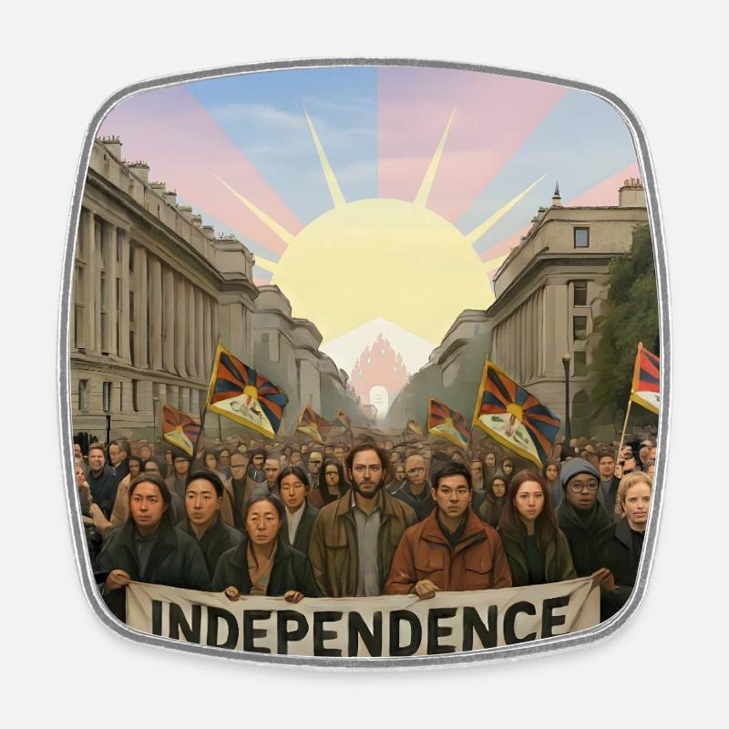 Tibetan Independence Protest - Square fridge magnet - white