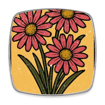 Daisy Trio Geblümter Rahmen - Viereckiger Kühlschrankmagnet - Weiß - Vorne