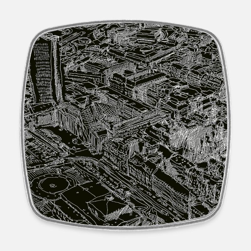 Leipzig Birdeye - Magnet carré - blanc