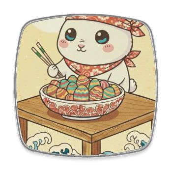 Kawaii Easter Bunny - Square fridge magnet - white - Front