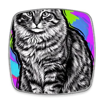 chat - Magnet carré - blanc - Devant