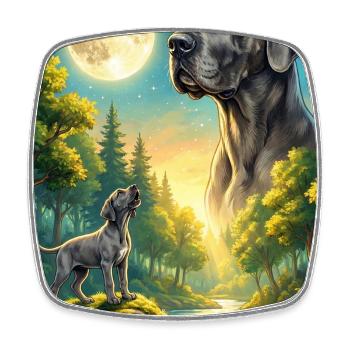 Hurler au chien mème de la Lune Grand Danois - Magnet carré - blanc - Devant