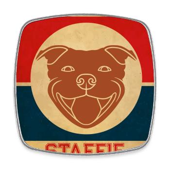 Staffie President - 013 - Square fridge magnet - white - Front