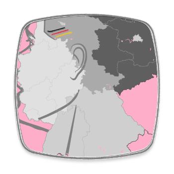 Germany in Gradient with Artist's Motif - Square fridge magnet - white - Front
