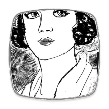 Lady Noir Portrait (Schwarz & Weiß) - Viereckiger Kühlschrankmagnet - Weiß - Vorne