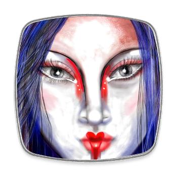 Farbkontrollierte Masken berührte Kunst - Viereckiger Kühlschrankmagnet - Weiß - Vorne