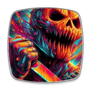 HALLOWEEN NEON KÜRBIS HORROR - Viereckiger Kühlschrankmagnet - Weiß - Vorne
