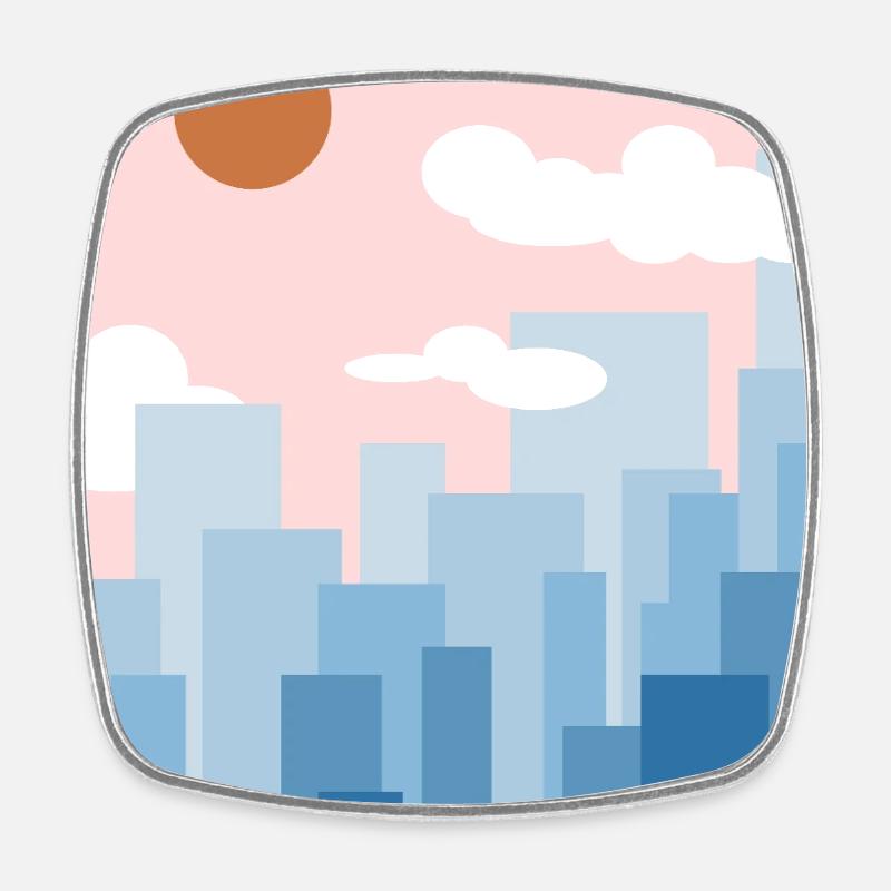 Skyline rosa - Viereckiger Kühlschrankmagnet - Weiß