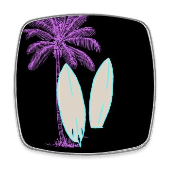 Leuchtende Surf- und Palmenillustration - Viereckiger Kühlschrankmagnet - Weiß - Vorne