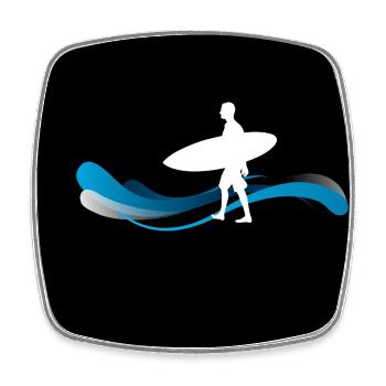 Surfer Silhouette auf Wellen - Viereckiger Kühlschrankmagnet - Weiß - Vorne