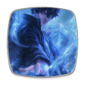 Fantasy Azure Flame - Square fridge magnet - white - Front