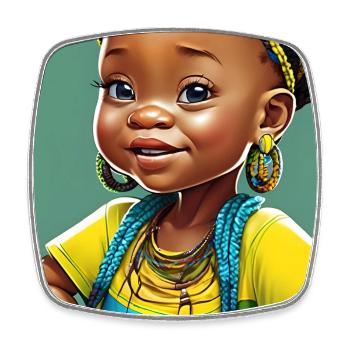 Buntes Afro-Mädchen - Viereckiger Kühlschrankmagnet - Weiß - Vorne