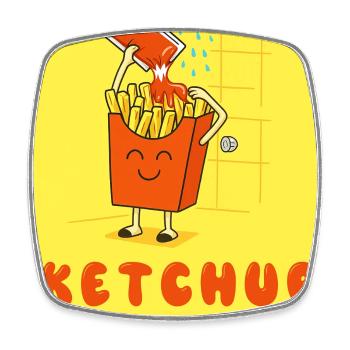 Ketchup ist mein Duschgel - Viereckiger Kühlschrankmagnet - Weiß - Vorne