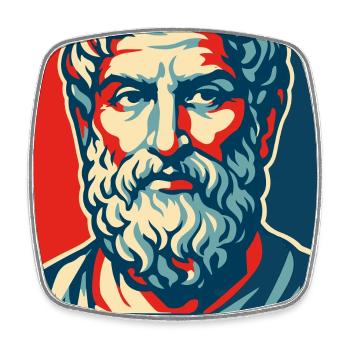 Epicurus Pop Art Portrait - Square fridge magnet - white - Front