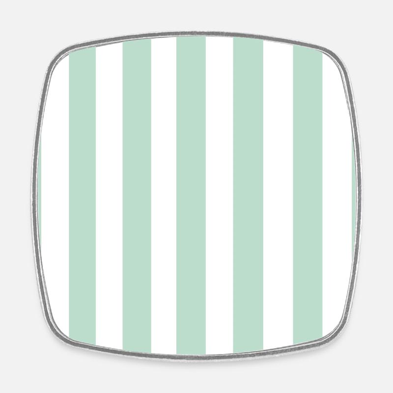 Stripes - green, white, personalizable - Square fridge magnet - white