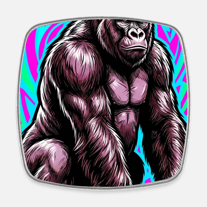 Gorilla - Viereckiger Kühlschrankmagnet - Weiß