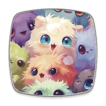 Peluches multicolores adorables - Magnet carré - blanc - Devant