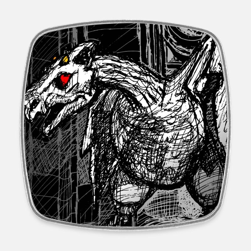 Der Gargoyle - Viereckiger Kühlschrankmagnet - Weiß