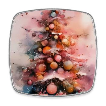 Pastellfarbener Aquarell-Weihnachtsbaum - Viereckiger Kühlschrankmagnet - Weiß - Vorne