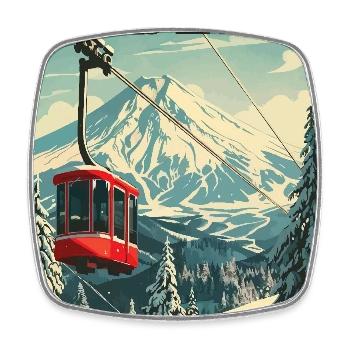 Winter Paradise in Niseko Japan Vintage Travel Art - Square fridge magnet - white - Front